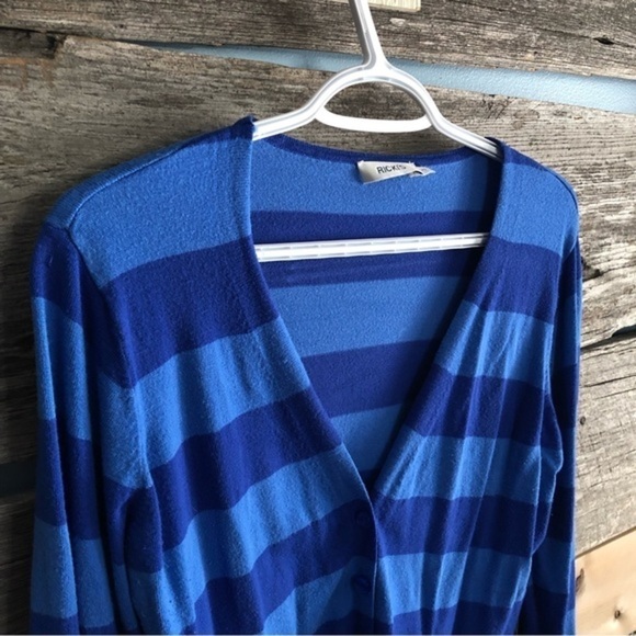 RICKI'S Size Large Blue Striped Cardigan - Picture 3 of 6